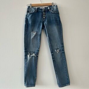 Kancan Distressed Mid Rise Skinny Jeans